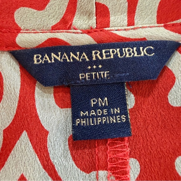 Banana Republic Orange Tan Cowl Neck Cap Sleeve Patterned Women's Top Sz PM - Picture 3 of 7